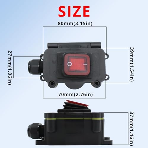 MAKERELE Inline Cord Switch AC 20A-125V 16A-250V Inline Power Switch Mountable Waterproof Electrical On Off Switch MAKERELE