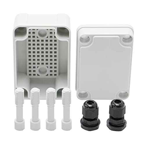 MAKERELE Outside Electrical Box Waterproof Grey IP67 Small Project ABS Plastic Case with 2 NPT Glands MAKERELE