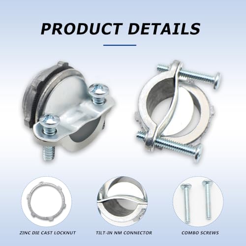 MAKERELE clamp type cable connectors for electrical box knockouts