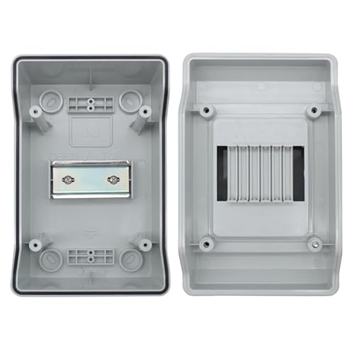 MAKERELE IP66 circuit breaker box interior with DIN rail and cable entry knockouts