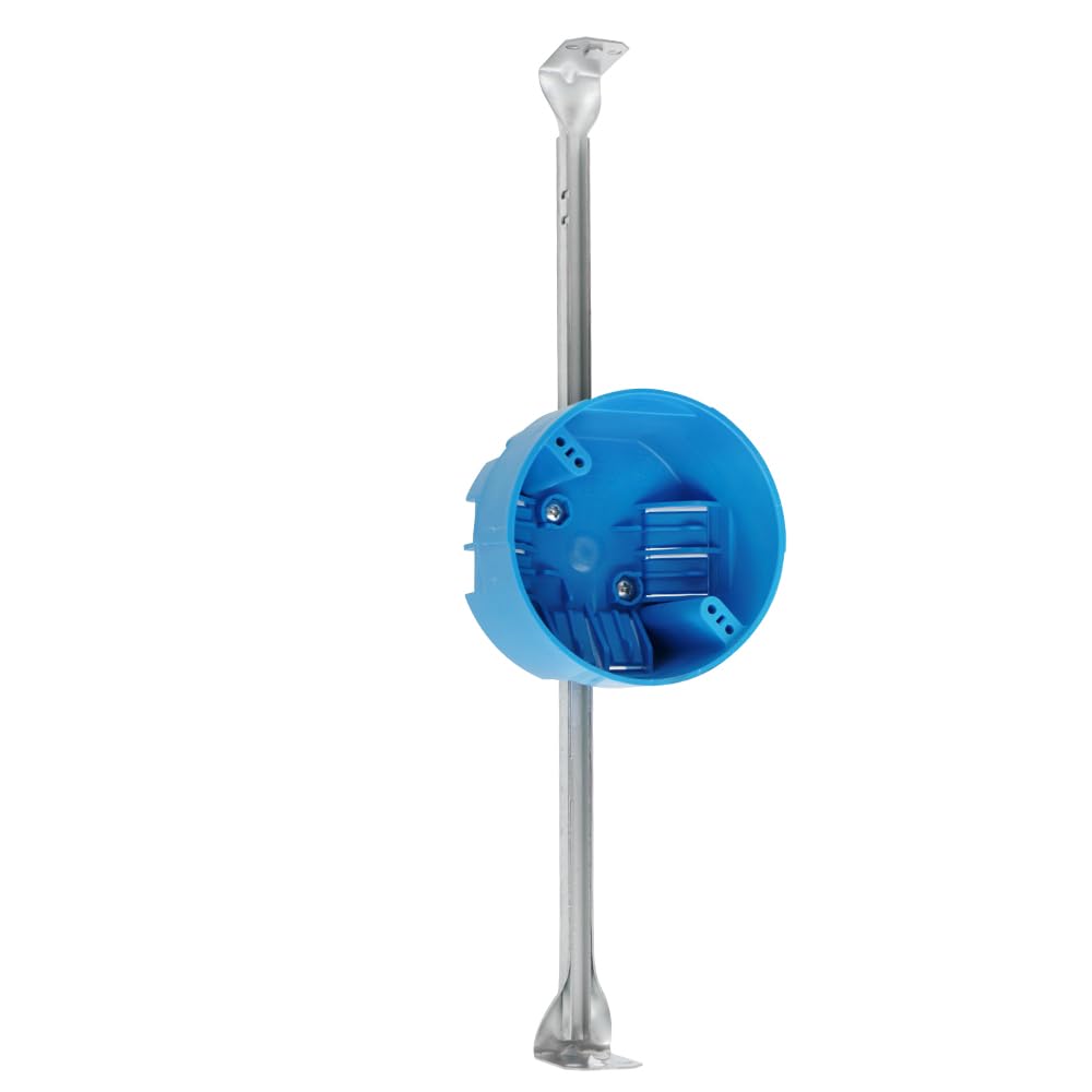 MAKERELE blue 4-inch round ceiling electrical box with hanger bar
