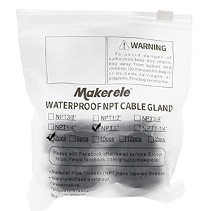 MAKERELE Plastic Waterproof Adjustable NPT Cable Connectors Kit Cable Glands Nylon Joints With Gaskets MAKERELE