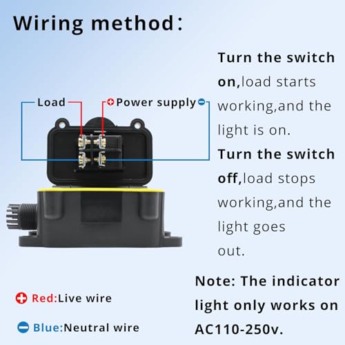 MAKERELE Inline Cord Switch AC 20A-125V 16A-250V Inline Power Switch Mountable Waterproof Electrical On Off Switch MAKERELE