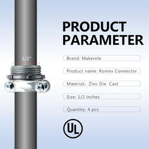 MAKERELE clamp type cable connectors for electrical box knockouts