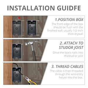 MAKERELE New Work Round Electrical Box 1-Gang 20.3 Cu.in PVC Round Outlet Box with Two Nails for Residential and Light Commercial Ceiling Box ETL Listed 1-pcak MAKERELE