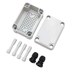 MAKERELE Outside Electrical Box Waterproof Grey IP67 Small Project ABS Plastic Case with 2 NPT Glands MAKERELE