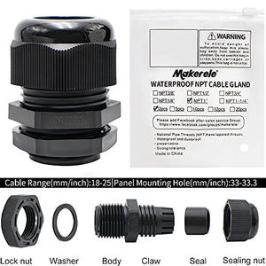 MAKERELE Plastic Waterproof Adjustable NPT Cable Connectors Kit Cable Glands Nylon Joints With Gaskets MAKERELE