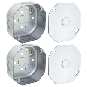 MAKERELE 4-inch octagon electrical boxes with metal covers, 2-Pack