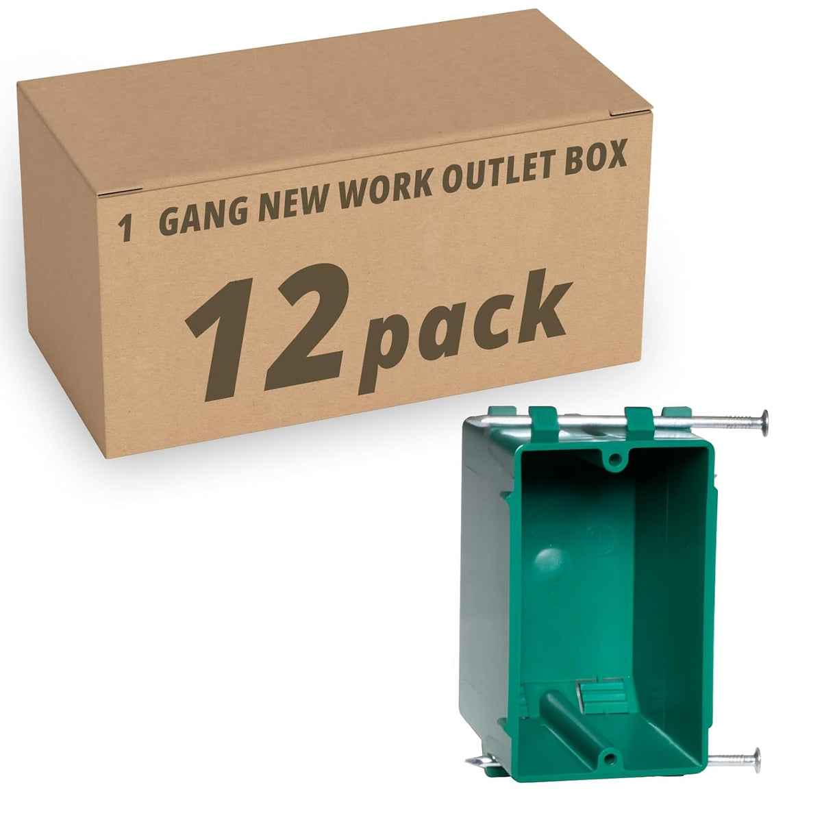MAKERELE green 1-gang 18 cu. in. nail-on electrical box, 12-pack