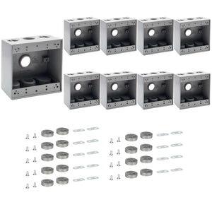 MAKERELE two-gang metal electrical boxes with 3/4 in threaded entries, 9-Pack
