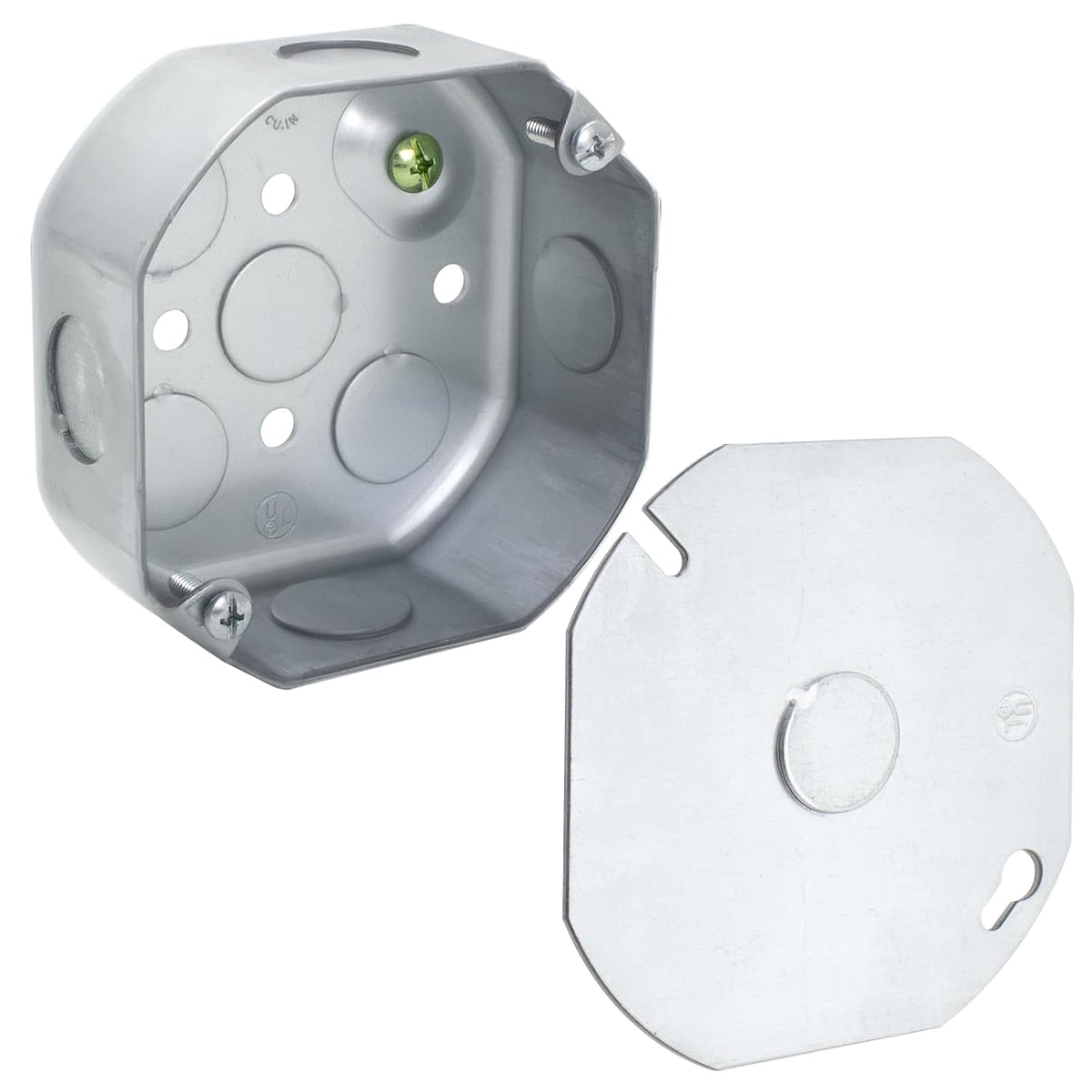 MAKERELE 4-inch octagon electrical box with metal cover, 1-Pack