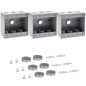 MAKERELE two-gang metal electrical boxes with 1/2 in threaded entries, 3-Pack