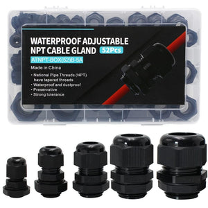 MAKERELE black NPT cable gland assortment kit, 52 pieces