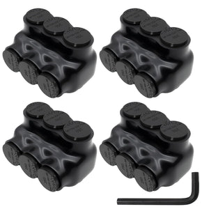 MAKERELE single-sided insulated multi-tap connector with 5/16 in. hex key, 3-port, 6 AWG-250 kcmil, 4-pack