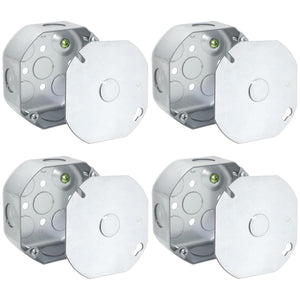 MAKERELE 4-inch octagon electrical boxes with metal covers, 4-Pack