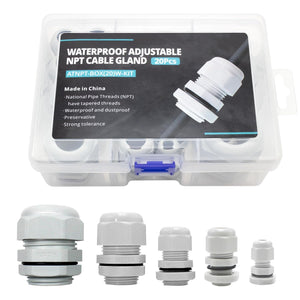 MAKERELE grey NPT cable gland assortment kit, 20 pieces