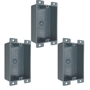 MAKERELE grey 1-gang shallow old work electrical box, 8 cu in, 3-pack