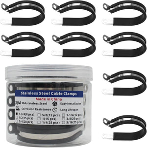 MAKERELE 1-3/4 inch 304 stainless steel rubber-cushioned cable clamps, 8-pack