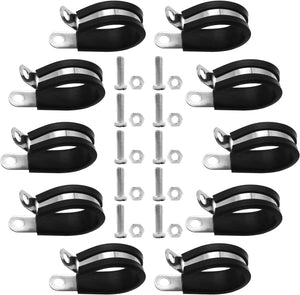 MAKERELE 1-1/4 inch 304 stainless steel rubber-cushioned cable clamps with bolts, 6-pack
