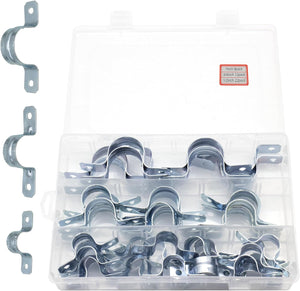 MAKERELE 43-piece zinc-coated steel two-hole EMT conduit strap assortment kit for 1/2, 3/4, and 1 inch conduit