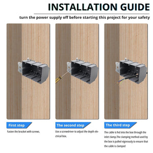 Installation steps for MAKERELE gray 3-gang adjustable electrical outlet box