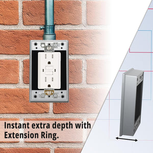 MAKERELE gray 1-gang weatherproof electrical box extension ring installed