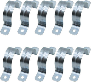 MAKERELE 2 inch zinc-plated steel two-hole EMT conduit strap, 10-pack