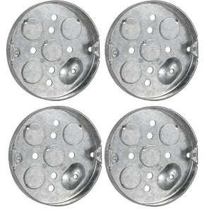 MAKERELE 4-inch round galvanized steel shallow electrical boxes, 4-pack
