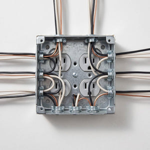 4-inch square electrical box with raised cover installation example