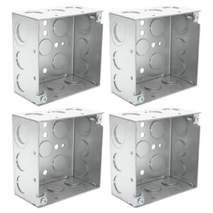 MAKERELE 4 inch square metal electrical boxes, 2-1/8 inch deep, 4-pack