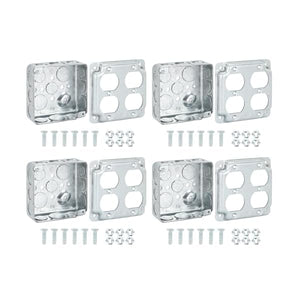 MAKERELE 4 inch square metal electrical boxes with raised covers, 4-pack