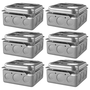 MAKERELE 4 inch square metal electrical boxes with raised covers, 6-pack
