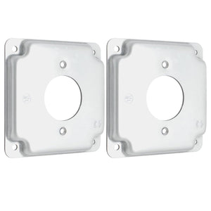 MAKERELE 4-inch square raised covers with 1.594-inch round receptacle opening, 2-pack