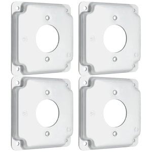 MAKERELE 4-inch square raised covers with 1.594-inch round receptacle opening, 4-pack