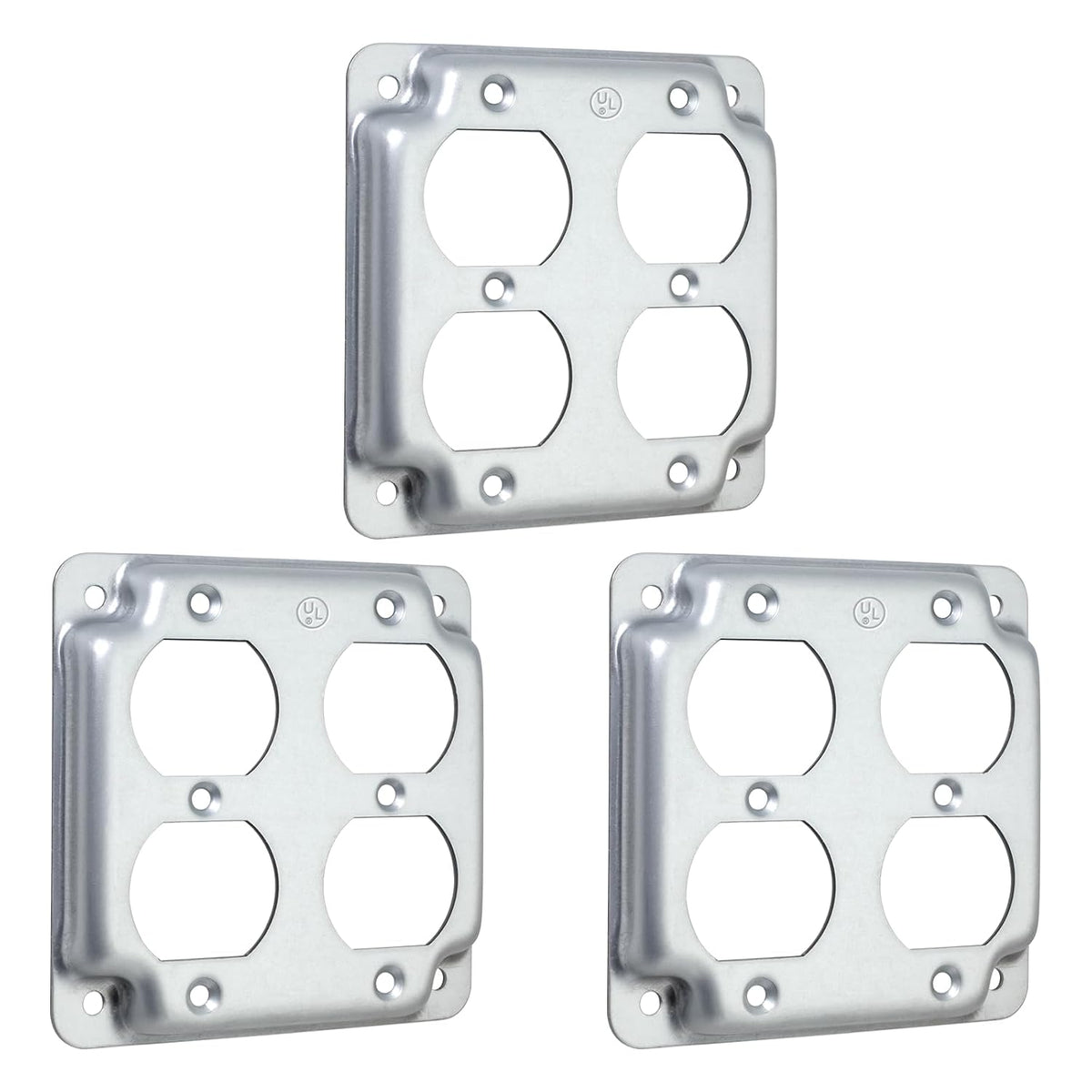 MAKERELE 4 inch square raised double duplex receptacle covers 3 pack