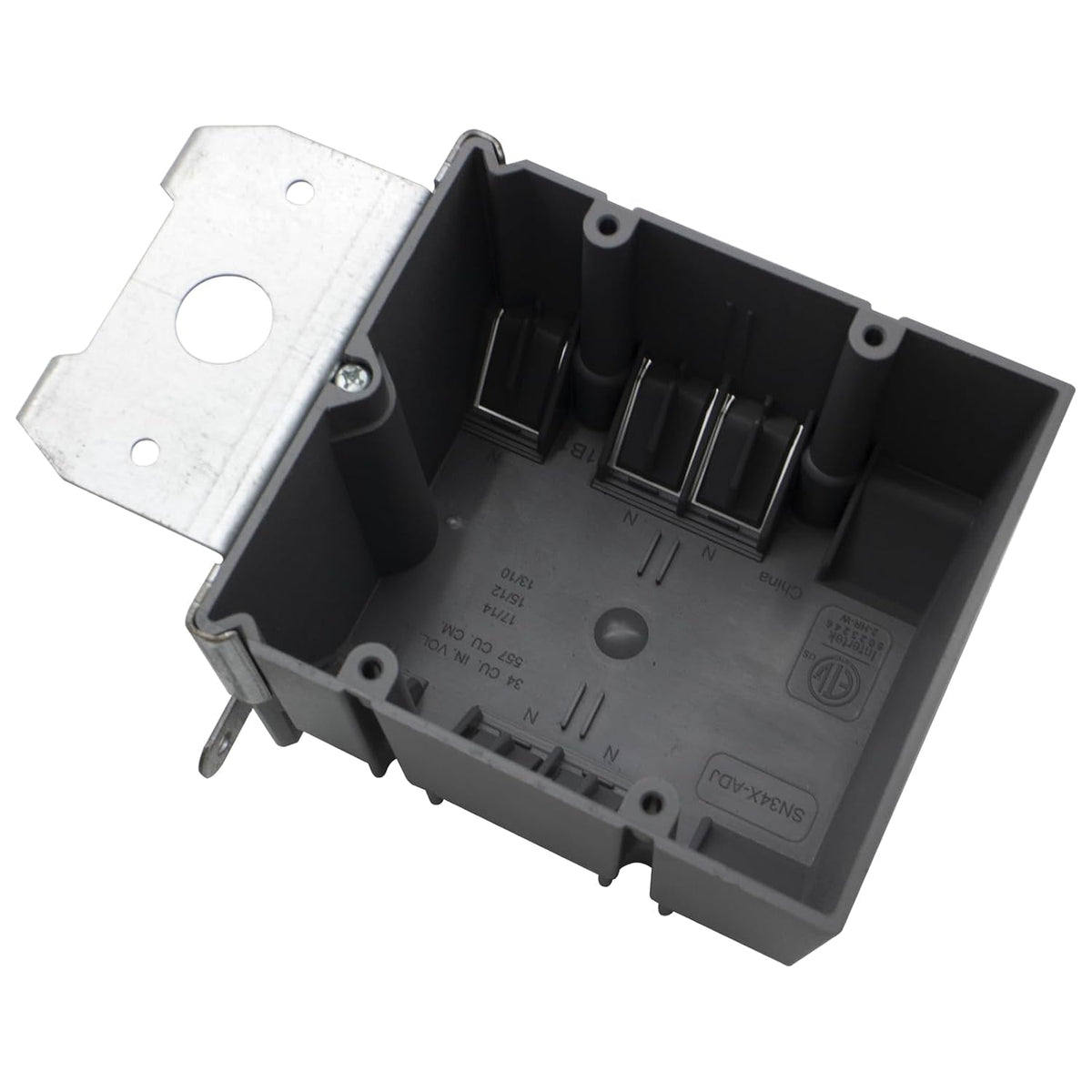 MAKERELE gray adjustable electrical outlet box, 2-Gang, 34 cu. in., 1-Pack