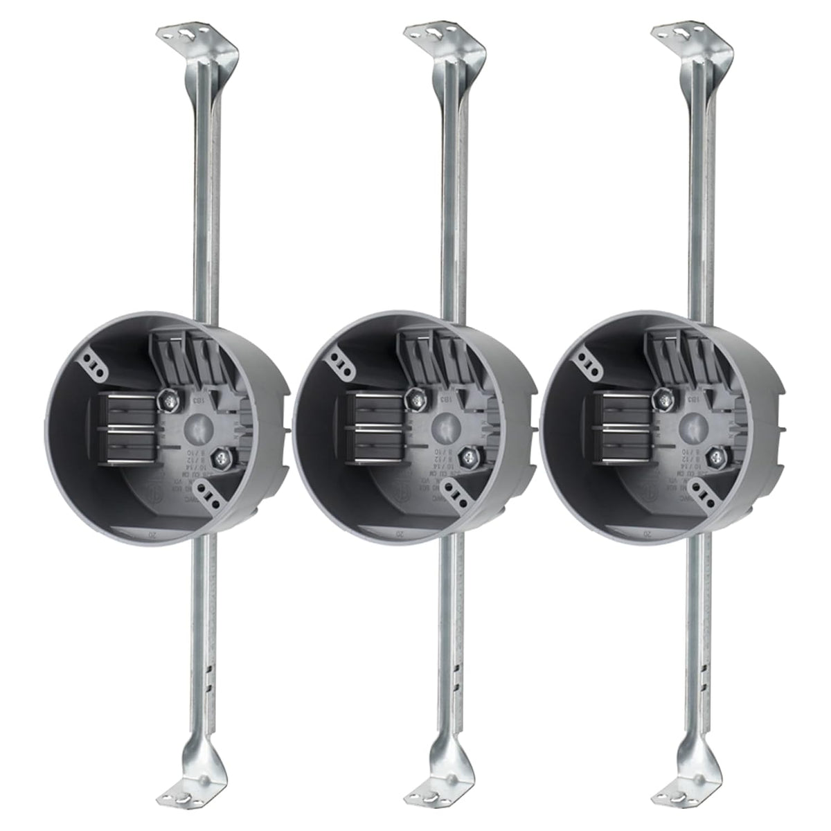 MAKERELE gray adjustable round ceiling electrical outlet box, 20 cu. in., 3-Pack