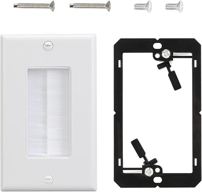 MAKERELE brush wall plate cable pass-through kit with mounting bracket