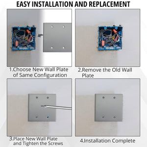 Installing a gray 1-gang metallic blank device cover