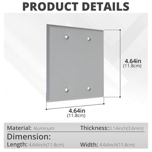 Gray 2-gang metallic blank device cover dimensions