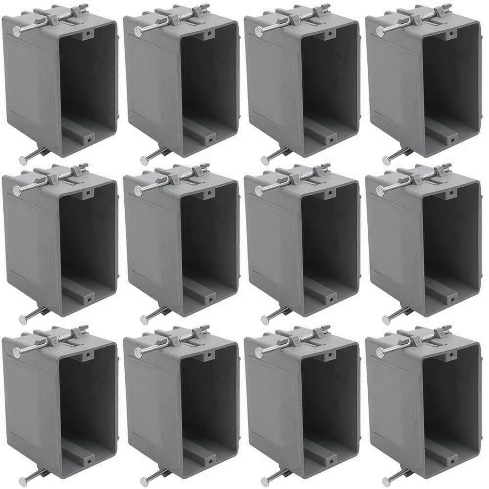 MAKERELE grey 1-gang 18 cu. in. nail-on electrical box