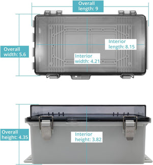 Standard transparent cord connection enclosure dimensions