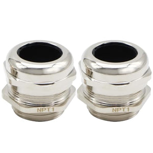 MAKERELE NPT 1 inch nickel-plated brass cable glands 2-pack