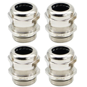 MAKERELE NPT 3/4 inch nickel-plated brass cable glands 4-pack