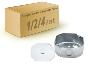 Octagon electrical box with cover pack options, 1, 2, and 4 pack