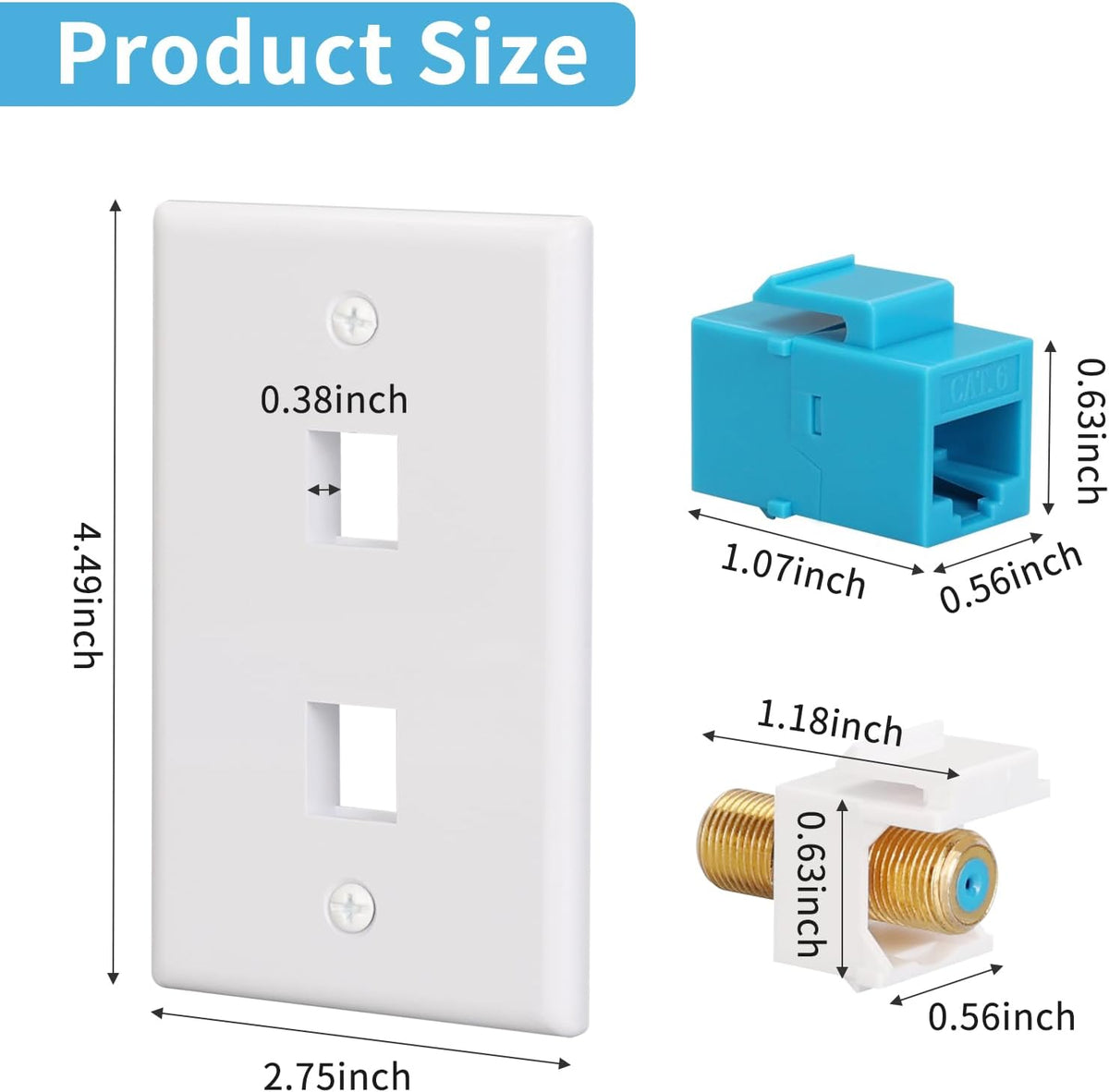 RJ45 and coaxial combination wall plate dimensions