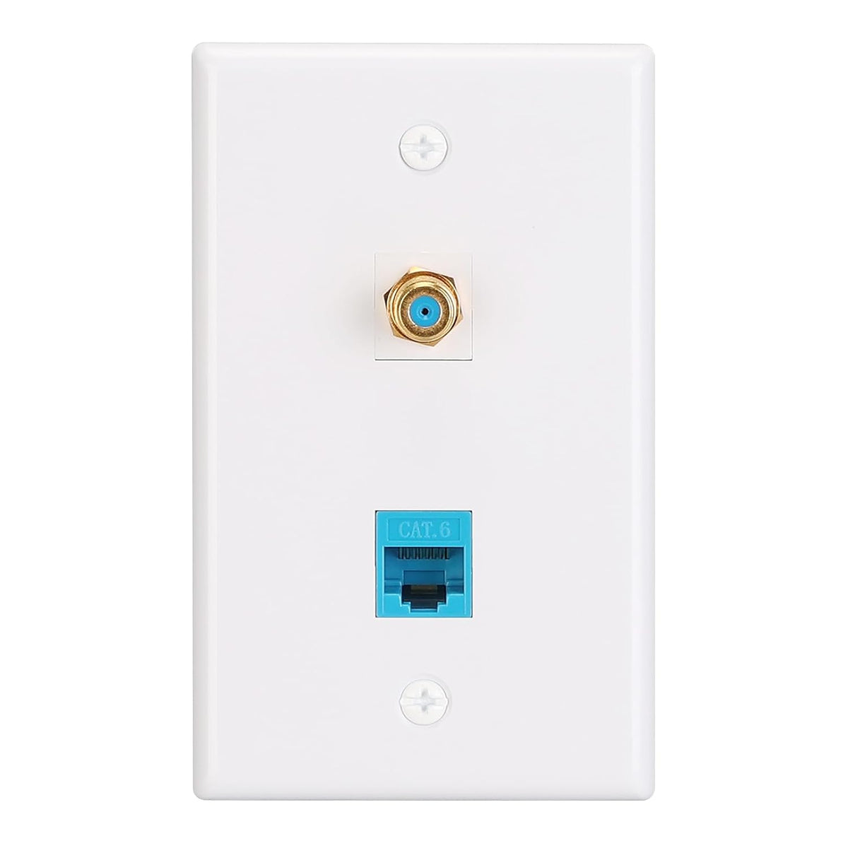MAKERELE wall plate with one RJ45 port and one coaxial port