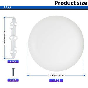 Round ceiling box cover plate and mounting hardware dimensions