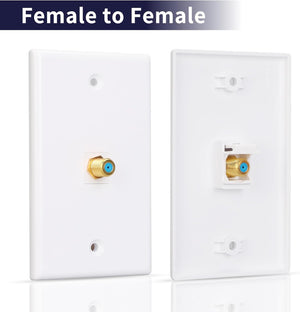 White coaxial wall plate with female-to-female coupler
