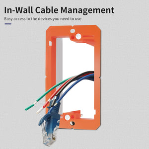 MAKERELE orange single-gang mounting bracket with low-voltage cables